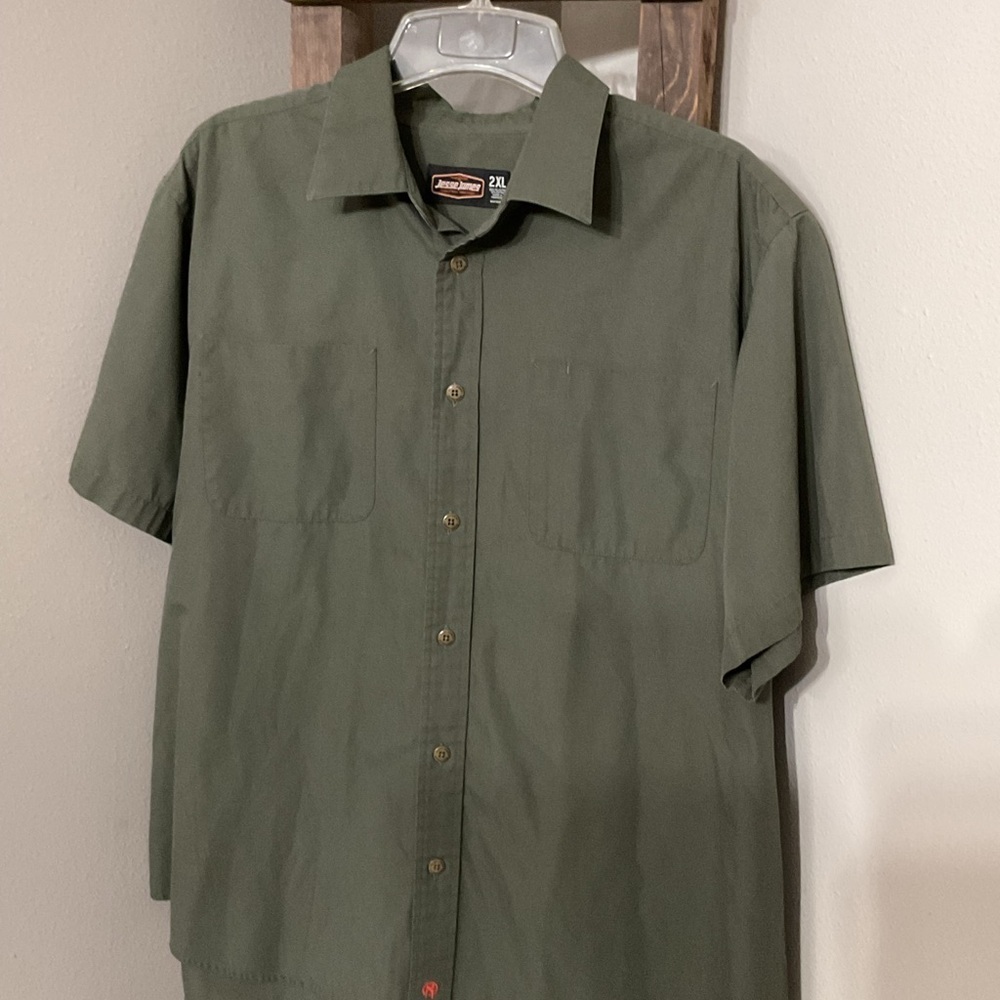 Jesse James  Olive Green Casual Button Down Shirt size 2xl